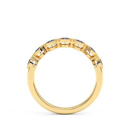 0.50CTW Round Shape Lab-Created Blue Sapphire in 14K Gold Ring