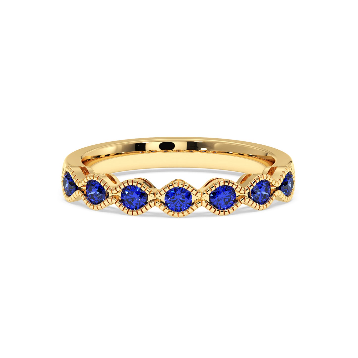 0.50CTW Round Shape Lab-Created Blue Sapphire in 14K Gold Ring