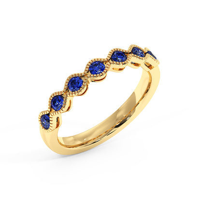 0.50CTW Round Shape Lab-Created Blue Sapphire in 14K Gold Ring