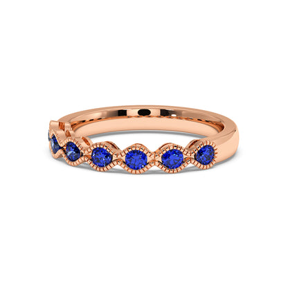 0.50CTW Round Shape Lab-Created Blue Sapphire in 14K Gold Ring