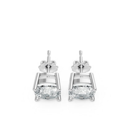 Cushion Shape Lab Grown Diamond 4-prong Push-Back Studs in 925 Silver