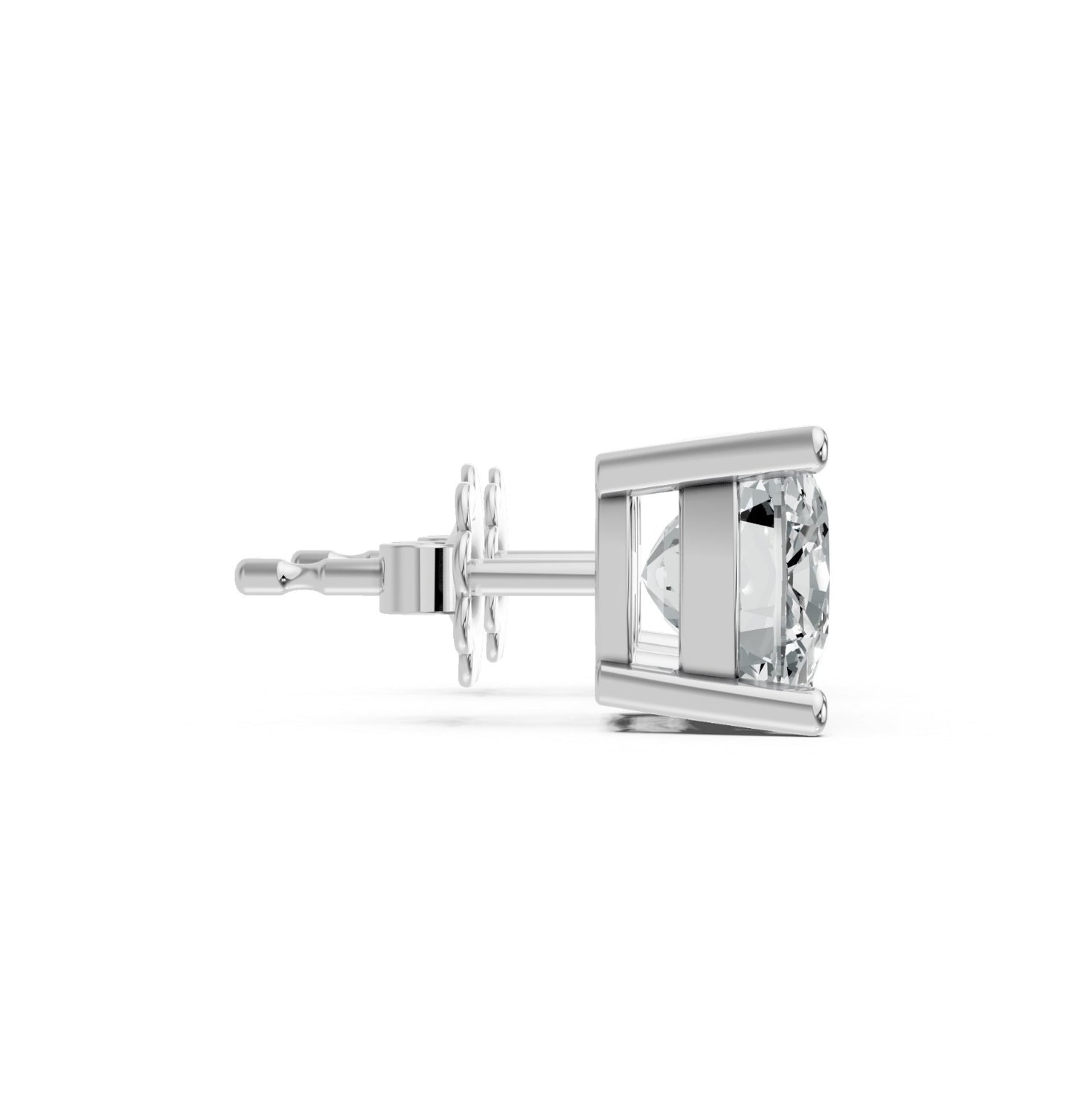 Cushion Shape Lab Grown Diamond 4-prong Push-Back Studs in 925 Silver