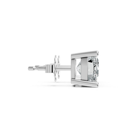 Cushion Shape Lab Grown Diamond 4-prong Push-Back Studs in 925 Silver