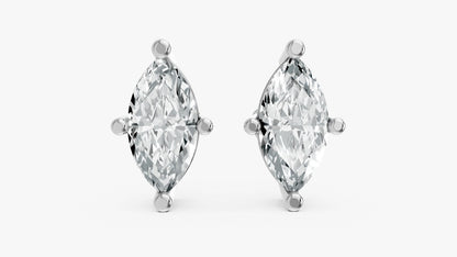 Marquise Shape Lab Grown Diamond 4-prong Push-Back Studs in 925 Silver