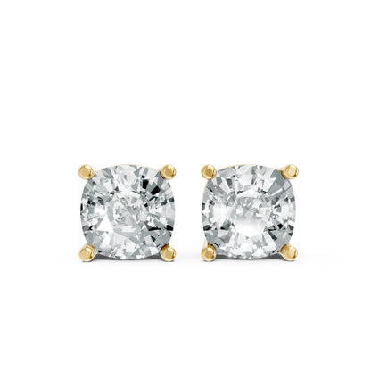 Cushion Shape Lab Grown Diamond 4-prong Push-Back Studs in 925 Silver