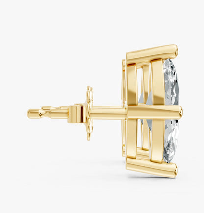Marquise Shape Lab Grown Diamond 4-prong Push-Back Studs in 925 Silver