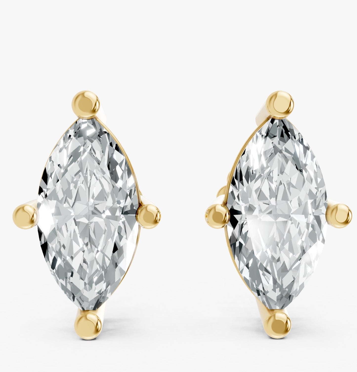 Marquise Shape Lab Grown Diamond 4-prong Push-Back Studs in 925 Silver
