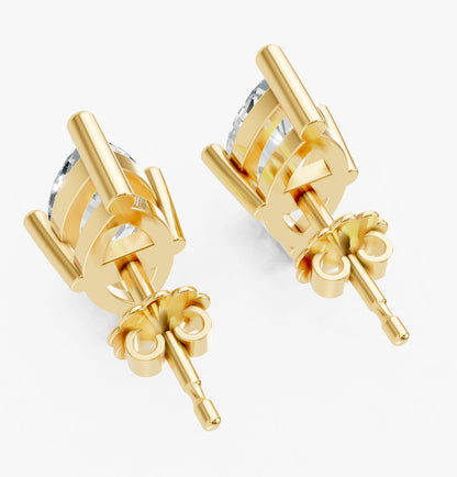 Marquise Shape Lab Grown Diamond 4-prong Push-Back Studs in 925 Silver