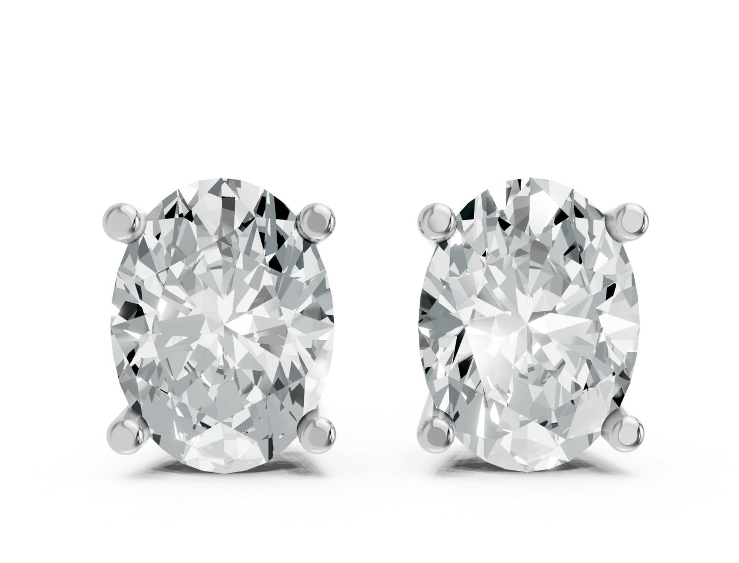 Oval Shape Lab Grown Diamond 4-prong Push-Back Studs in 925 Silver