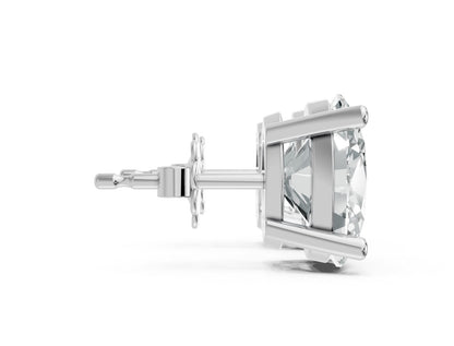 Oval Shape Lab Grown Diamond 4-prong Push-Back Studs in 925 Silver