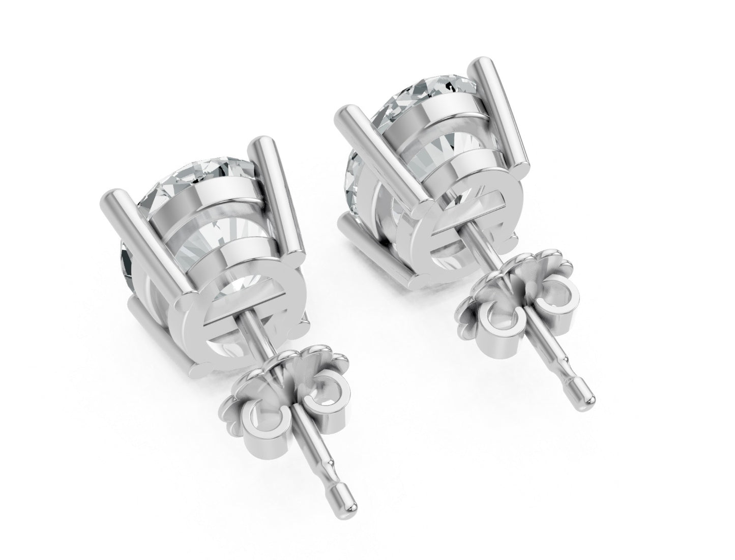 Oval Shape Lab Grown Diamond 4-prong Push-Back Studs in 925 Silver