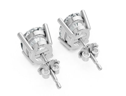 Oval Shape Lab Grown Diamond 4-prong Push-Back Studs in 925 Silver