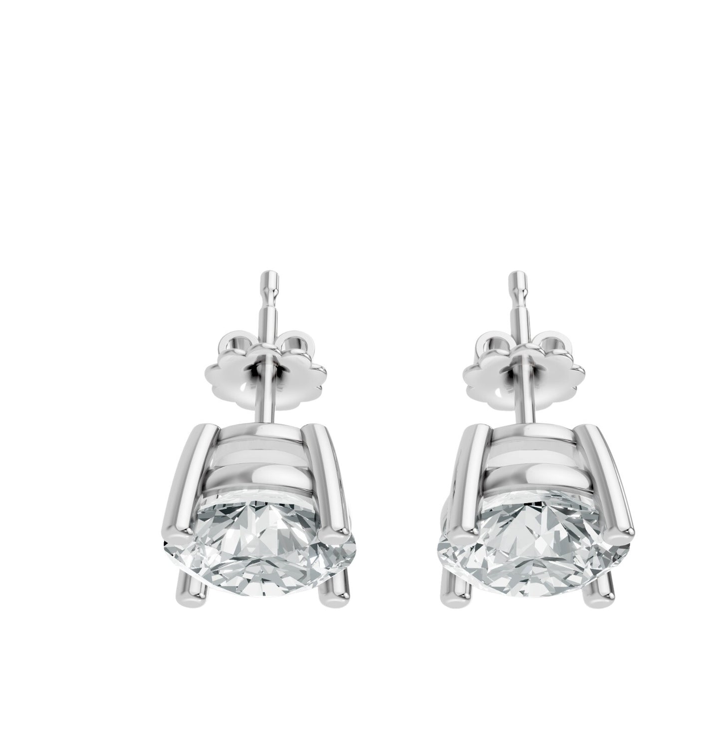 Round Shape Lab Grown Diamond 4-prong Push-Back Studs in 10K / 14K Gold