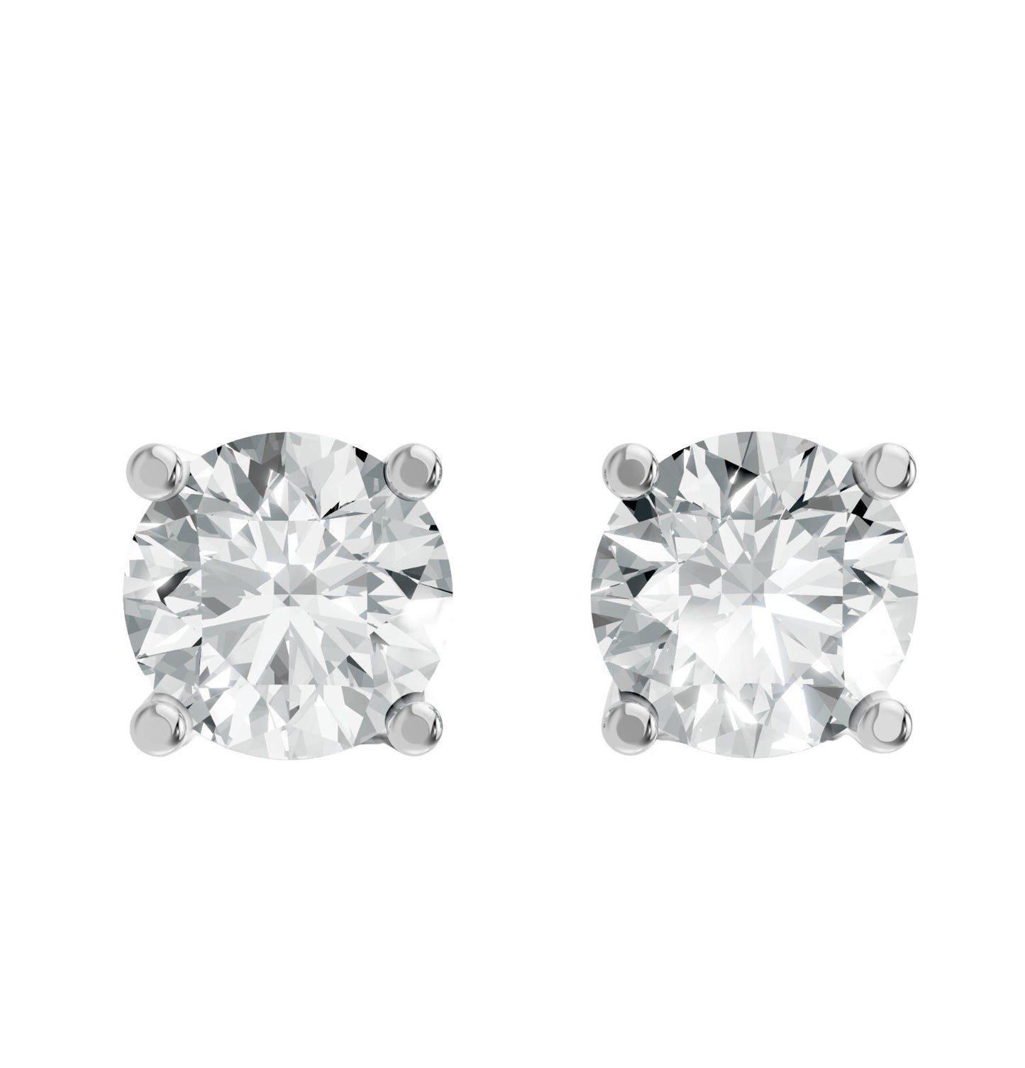 Round Shape Lab Grown Diamond 4-prong Push-Back Studs in 10K / 14K Gold