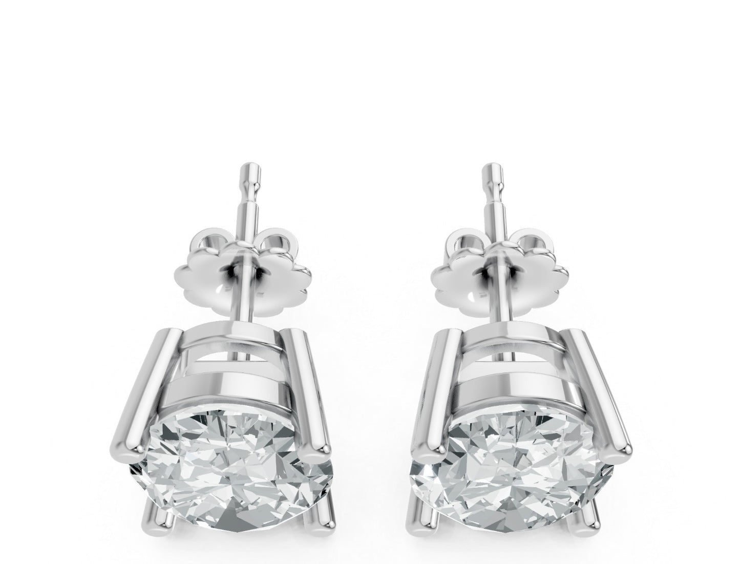 Oval Shape Lab Grown Diamond 4-prong Push-Back Studs in 10K / 14K Gold