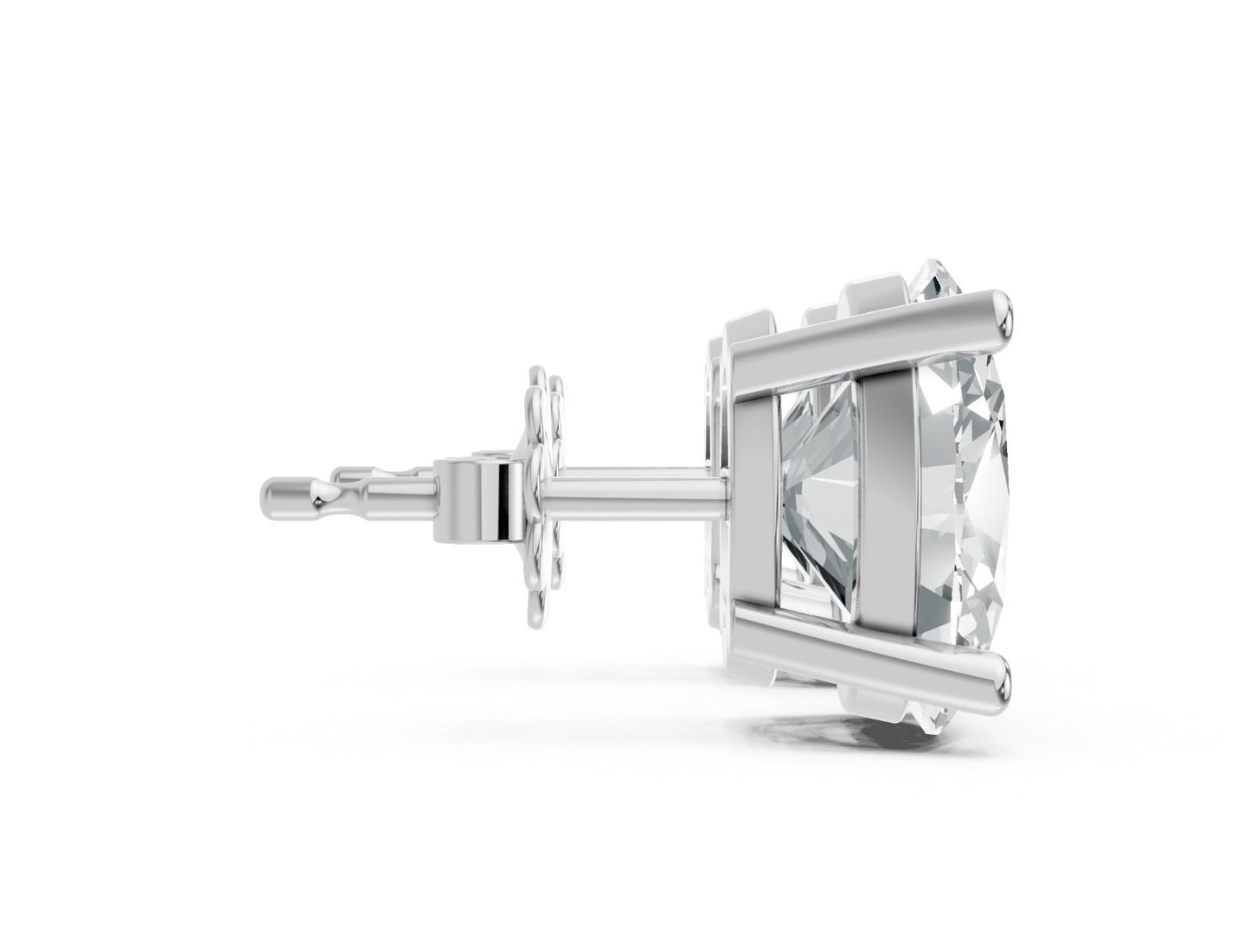 Oval Shape Lab Grown Diamond 4-prong Push-Back Studs in 10K / 14K Gold