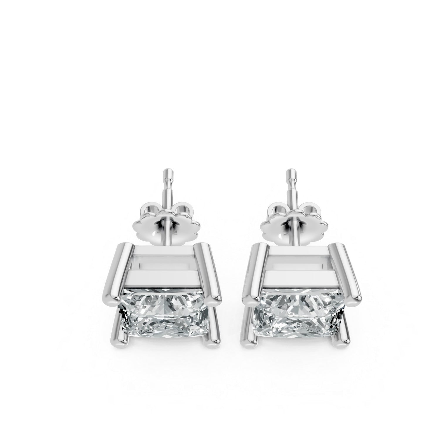Princess Shape Lab Grown Diamond 4-prong Push-Back Studs in 10K / 14K Gold