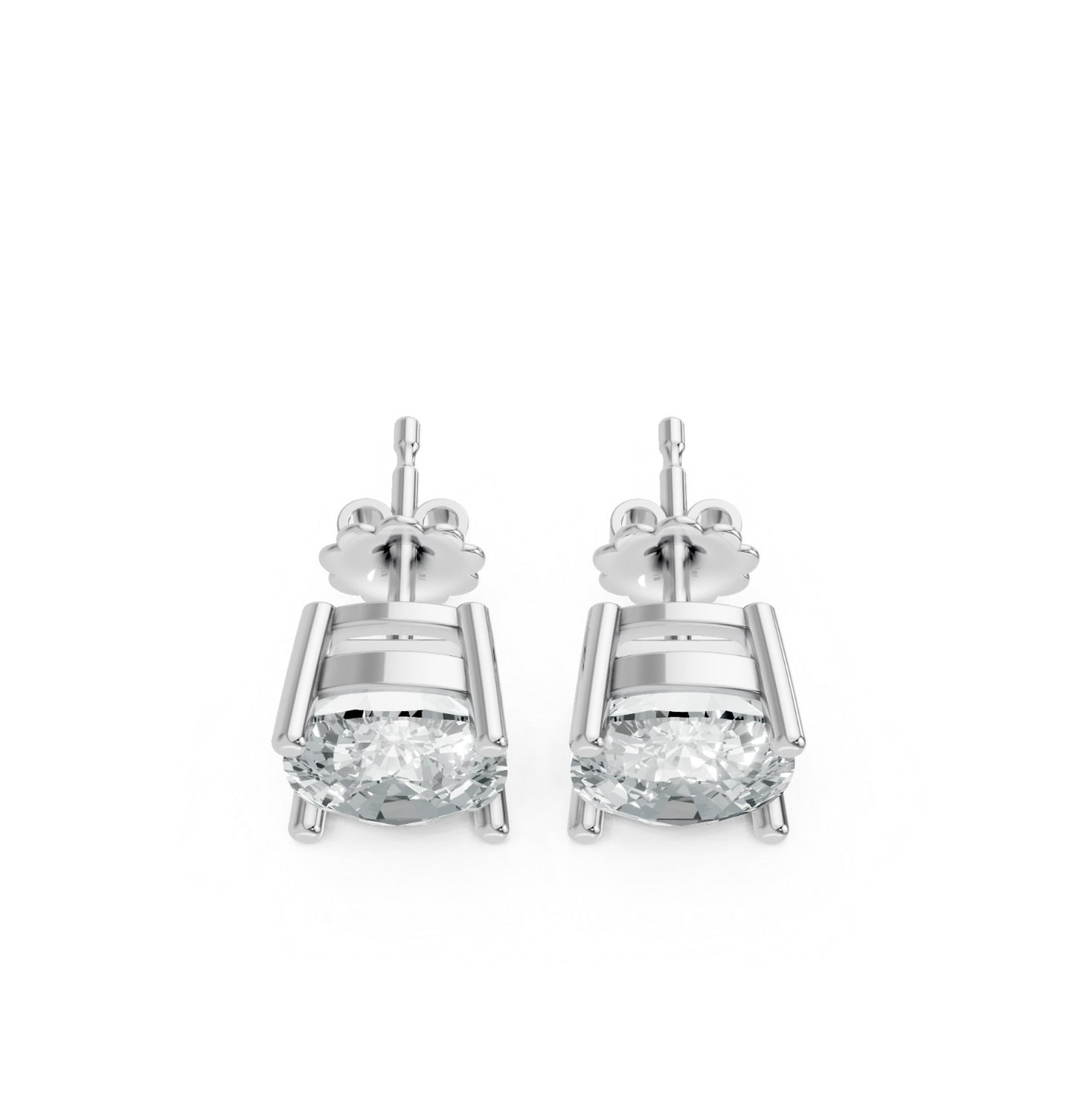 Cushion Shape Lab Grown Diamond 4-prong Push-Back Studs in 10K / 14K Gold