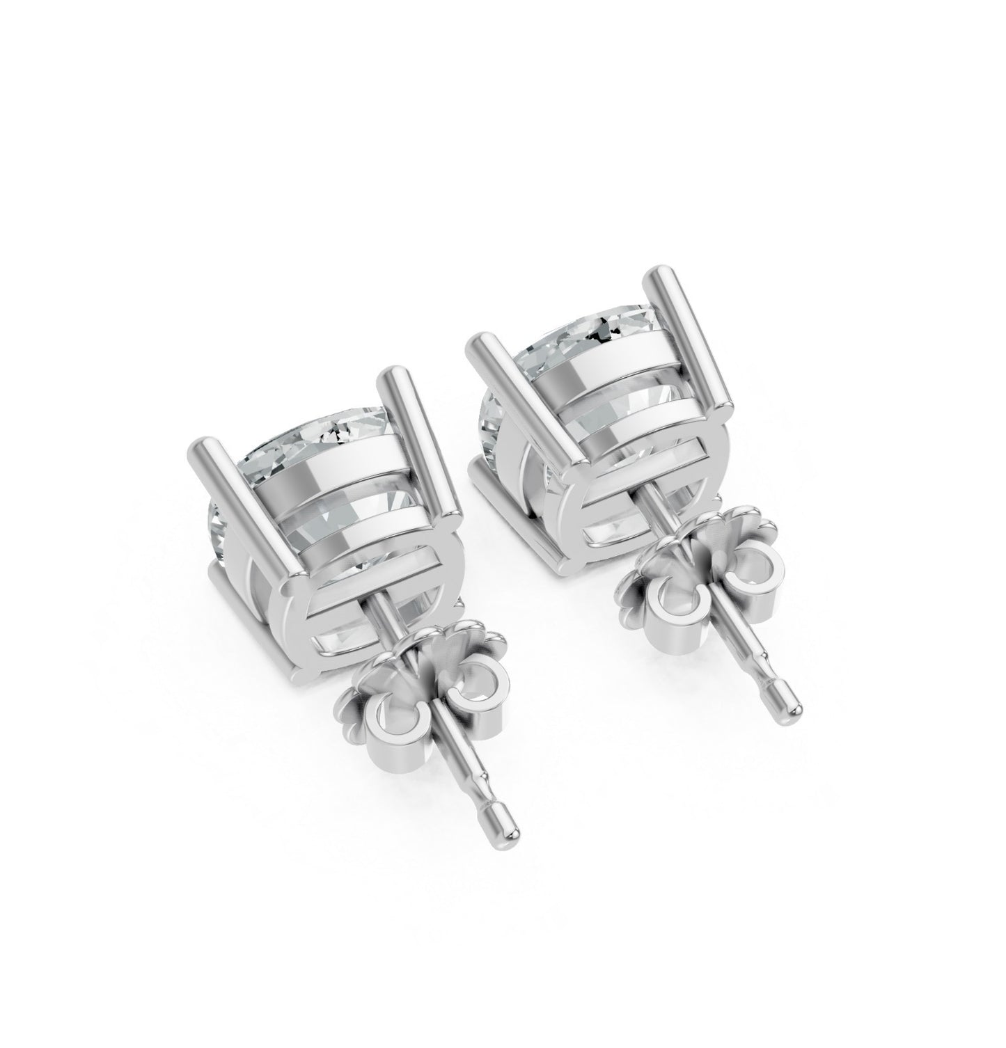 Cushion Shape Lab Grown Diamond 4-prong Push-Back Studs in 10K / 14K Gold