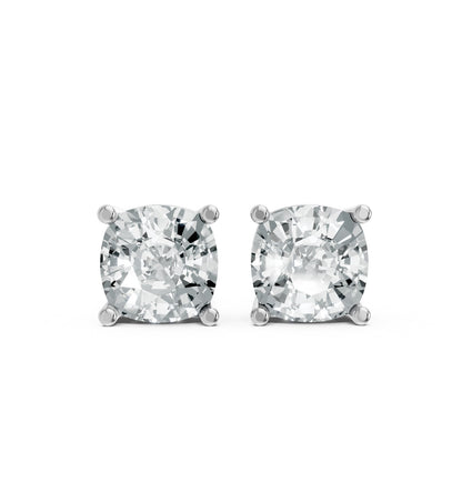 Cushion Shape Lab Grown Diamond 4-prong Push-Back Studs in 10K / 14K Gold