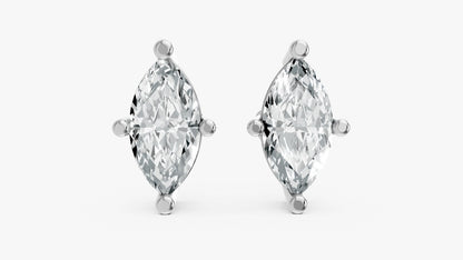 Marquise Shape Lab Grown Diamond 4-prong Push-Back Studs in 10K / 14K Gold