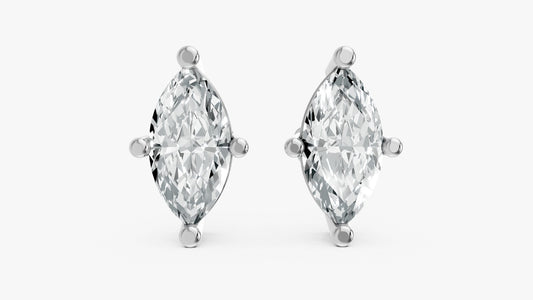 Marquise Shape Lab Grown Diamond 4-prong Push-Back Studs in 10K / 14K Gold