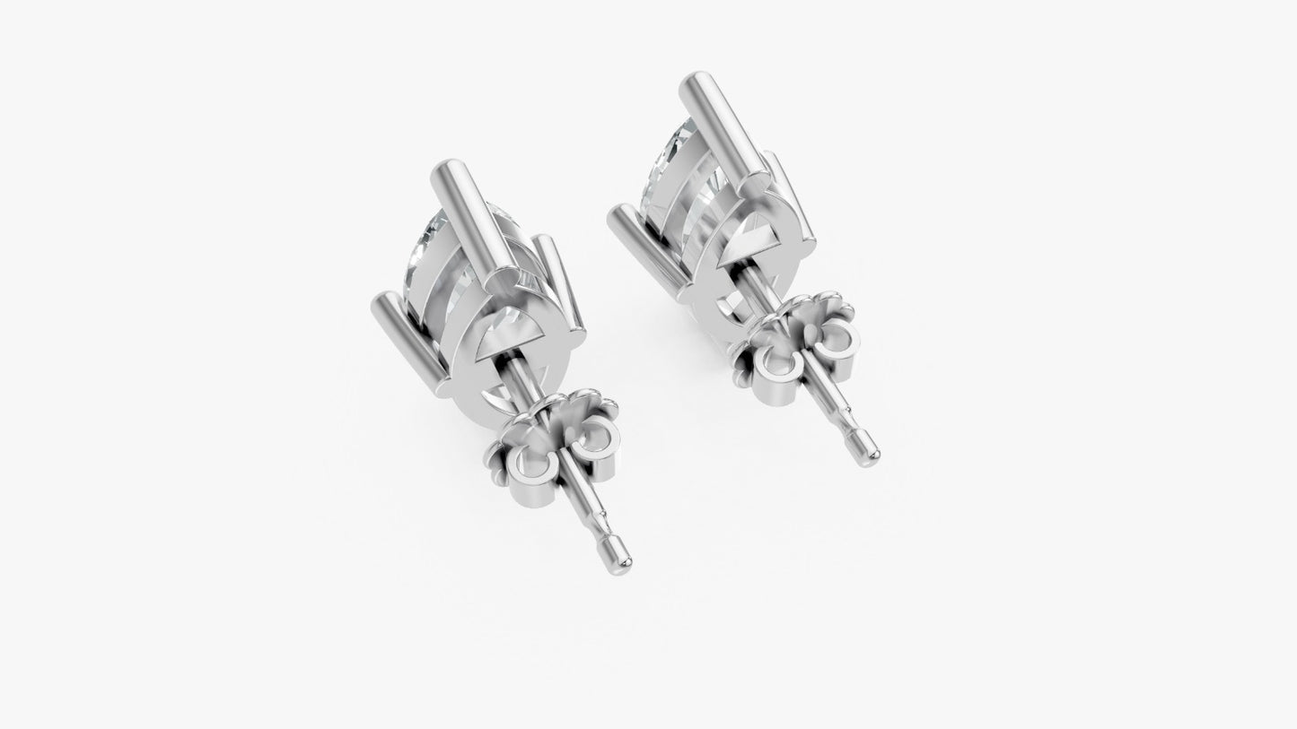 Marquise Shape Lab Grown Diamond 4-prong Push-Back Studs in 10K / 14K Gold