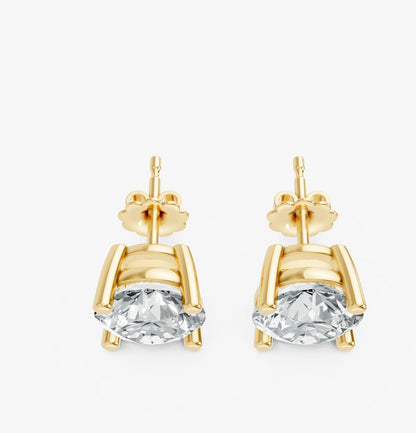 Round Shape Lab Grown Diamond 4-prong Push-Back Studs in 10K / 14K Gold