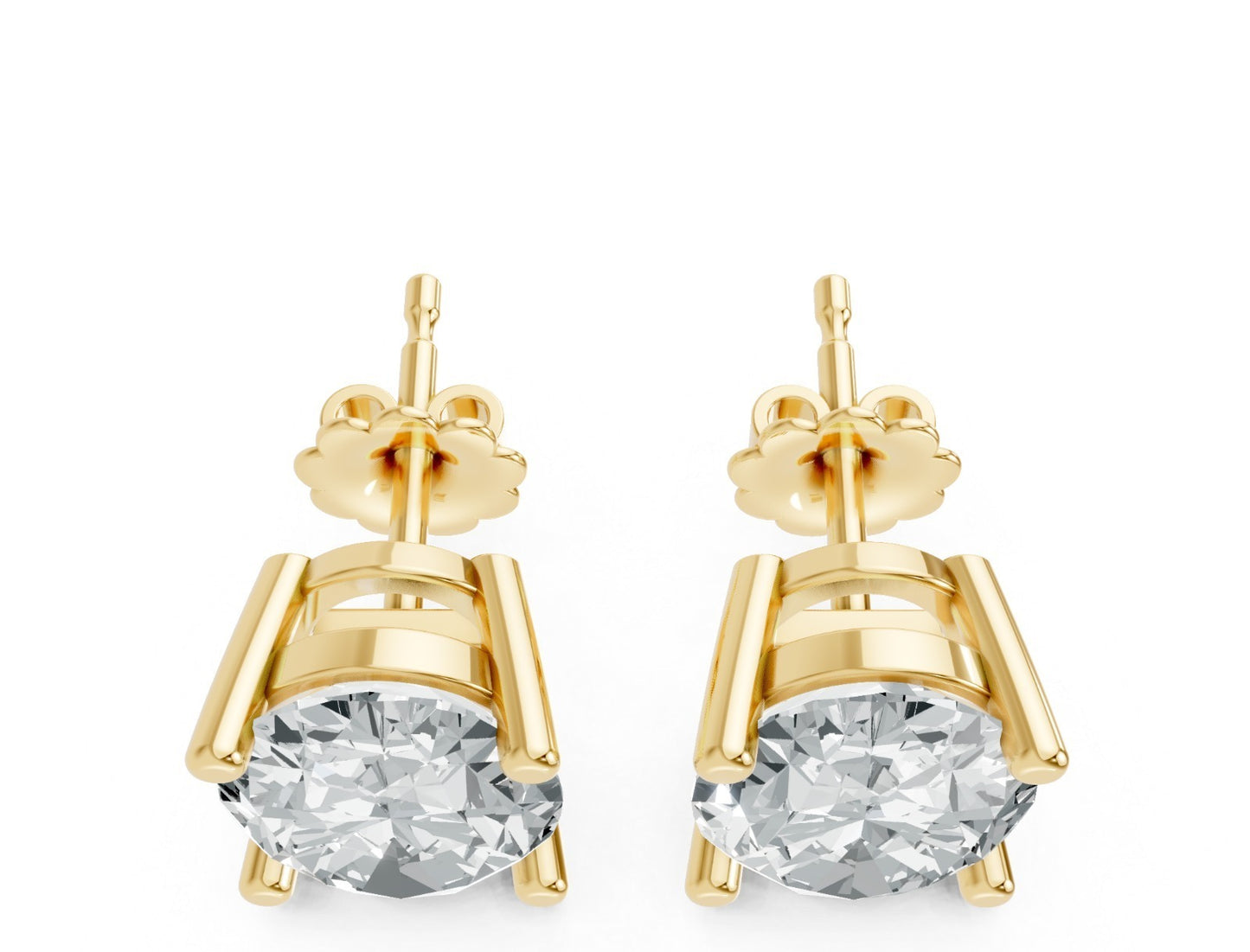 Oval Shape Lab Grown Diamond 4-prong Push-Back Studs in 10K / 14K Gold