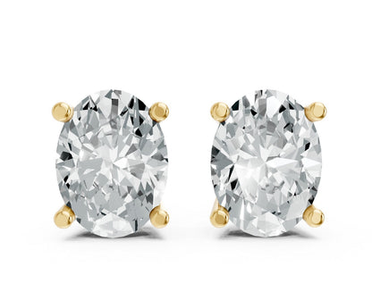 Oval Shape Lab Grown Diamond 4-prong Push-Back Studs in 10K / 14K Gold