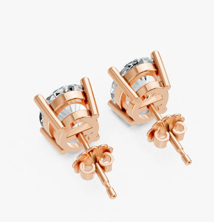 Oval Shape Lab Grown Diamond 4-prong Push-Back Studs in 925 Silver