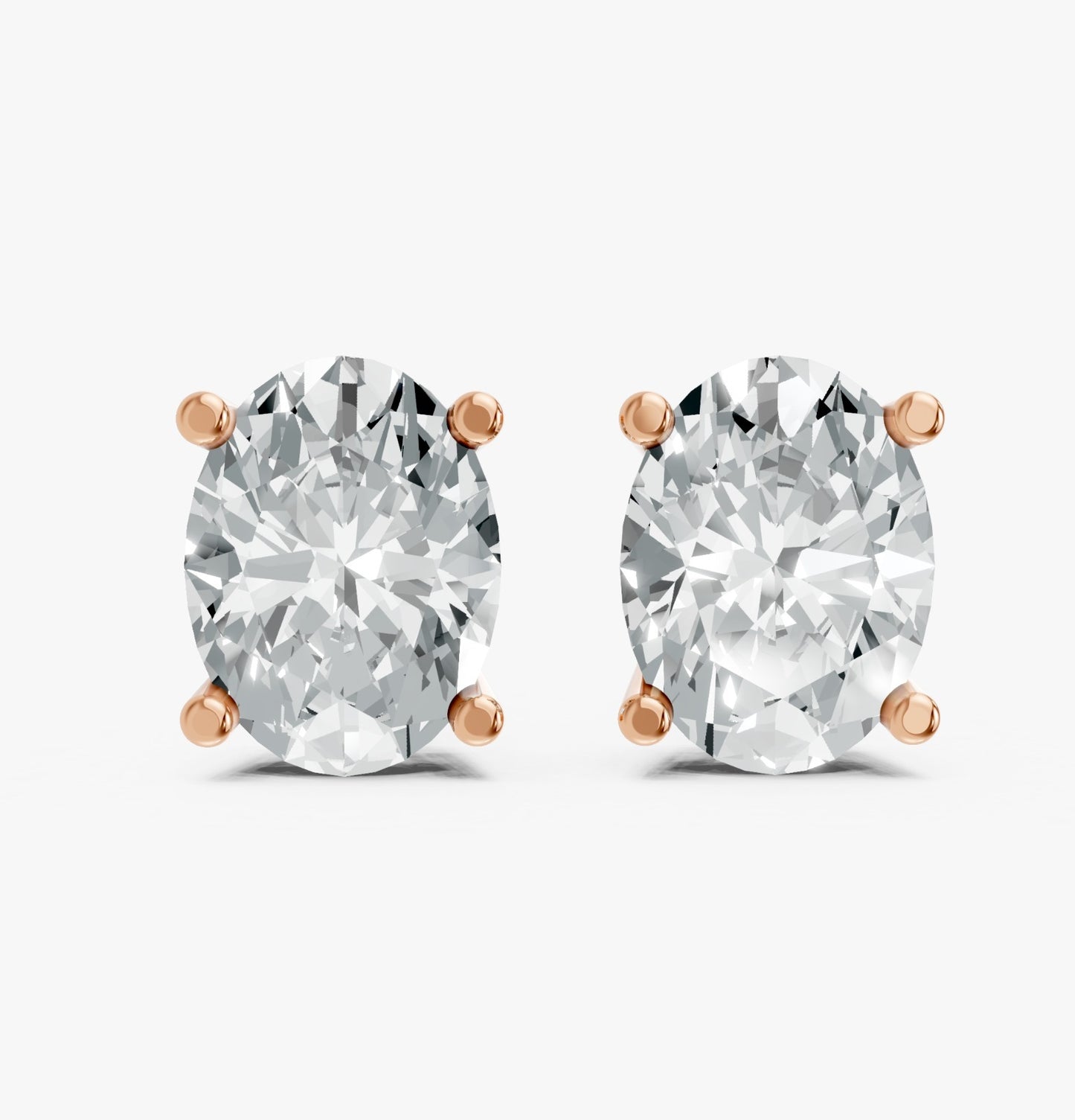 Oval Shape Lab Grown Diamond 4-prong Push-Back Studs in 925 Silver