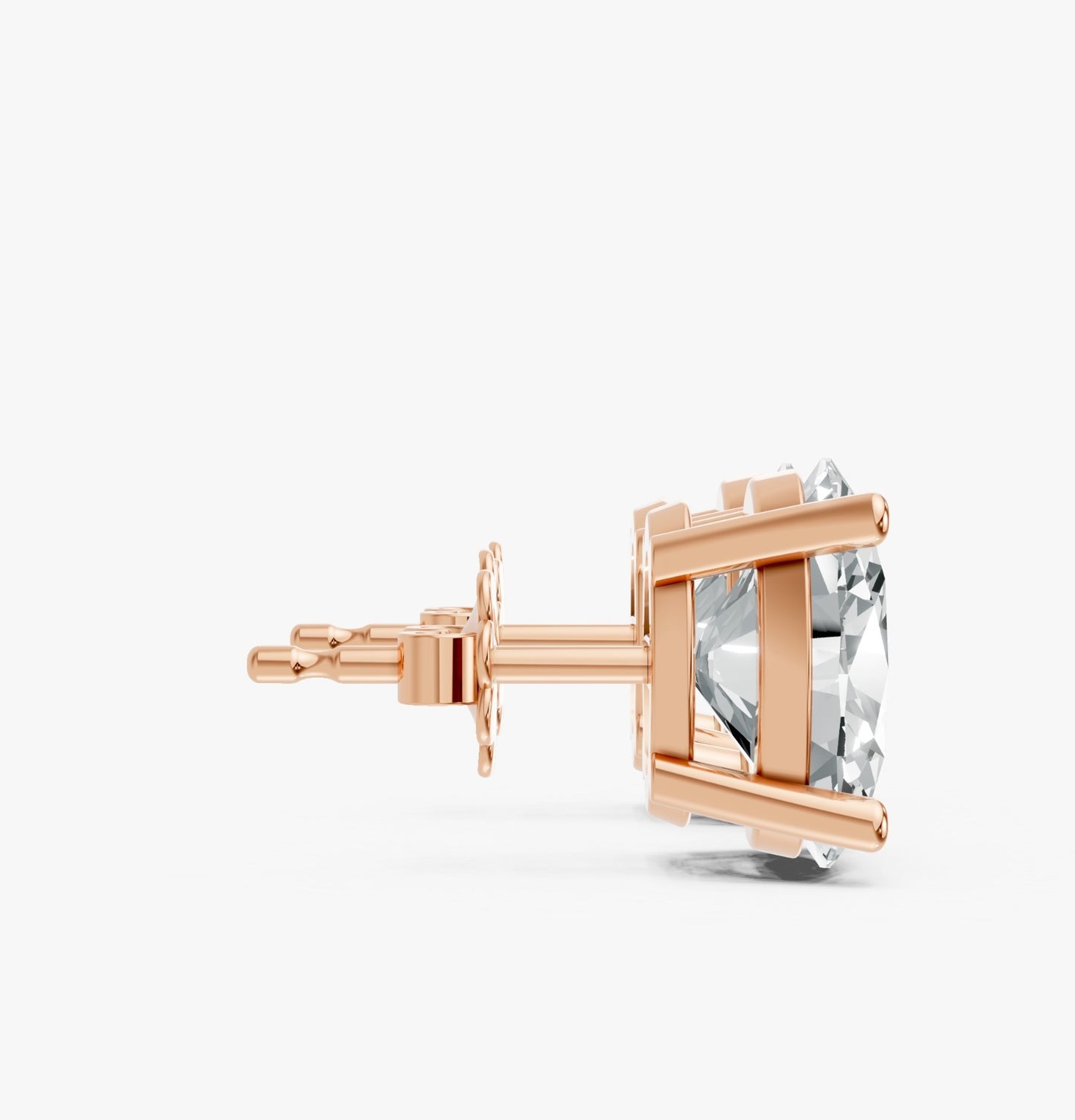 Oval Shape Lab Grown Diamond 4-prong Push-Back Studs in 925 Silver