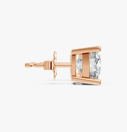 Cushion Shape Lab Grown Diamond 4-prong Push-Back Studs in 925 Silver