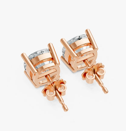Cushion Shape Lab Grown Diamond 4-prong Push-Back Studs in 925 Silver