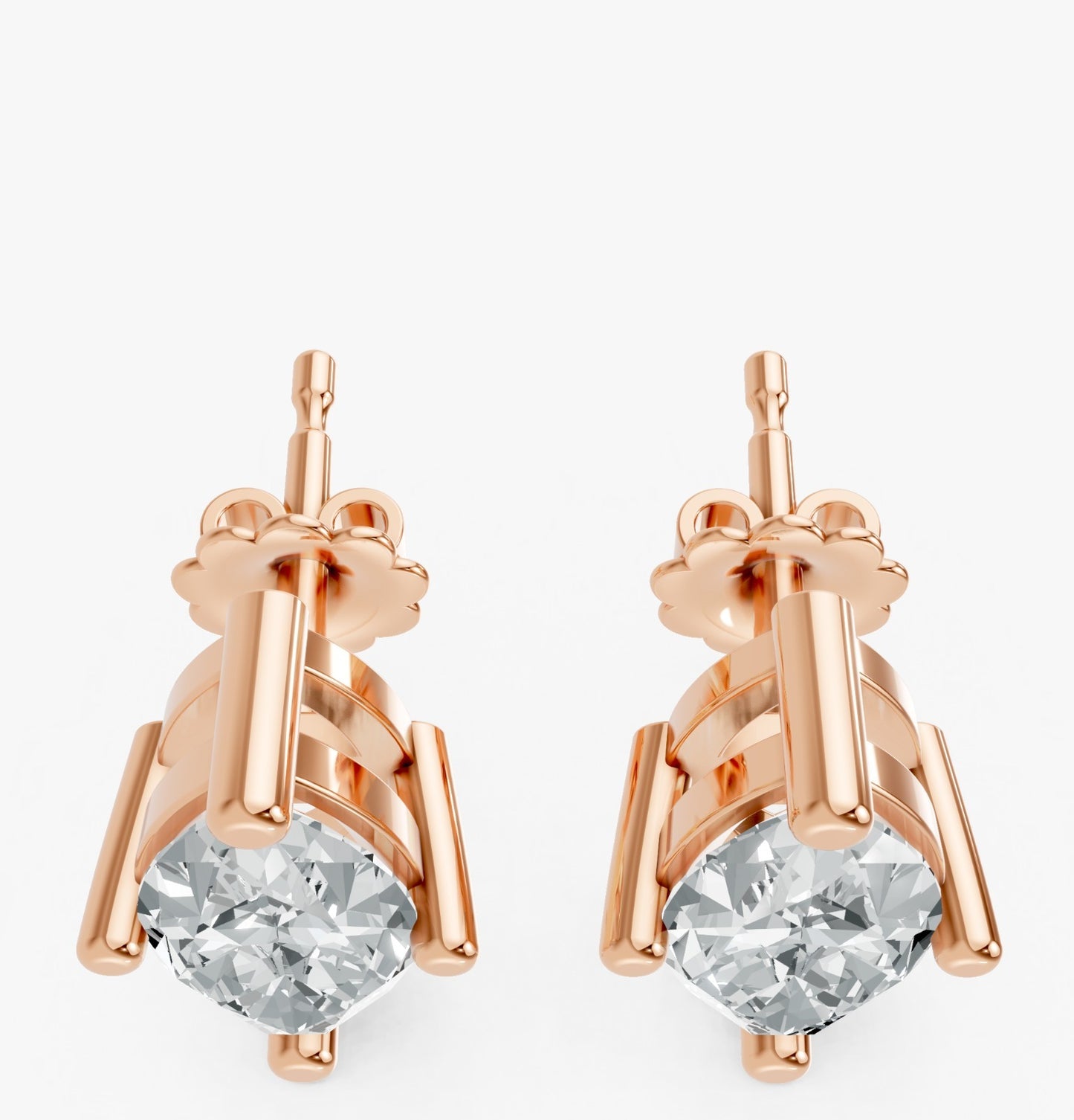 Marquise Shape Lab Grown Diamond 4-prong Push-Back Studs in 925 Silver