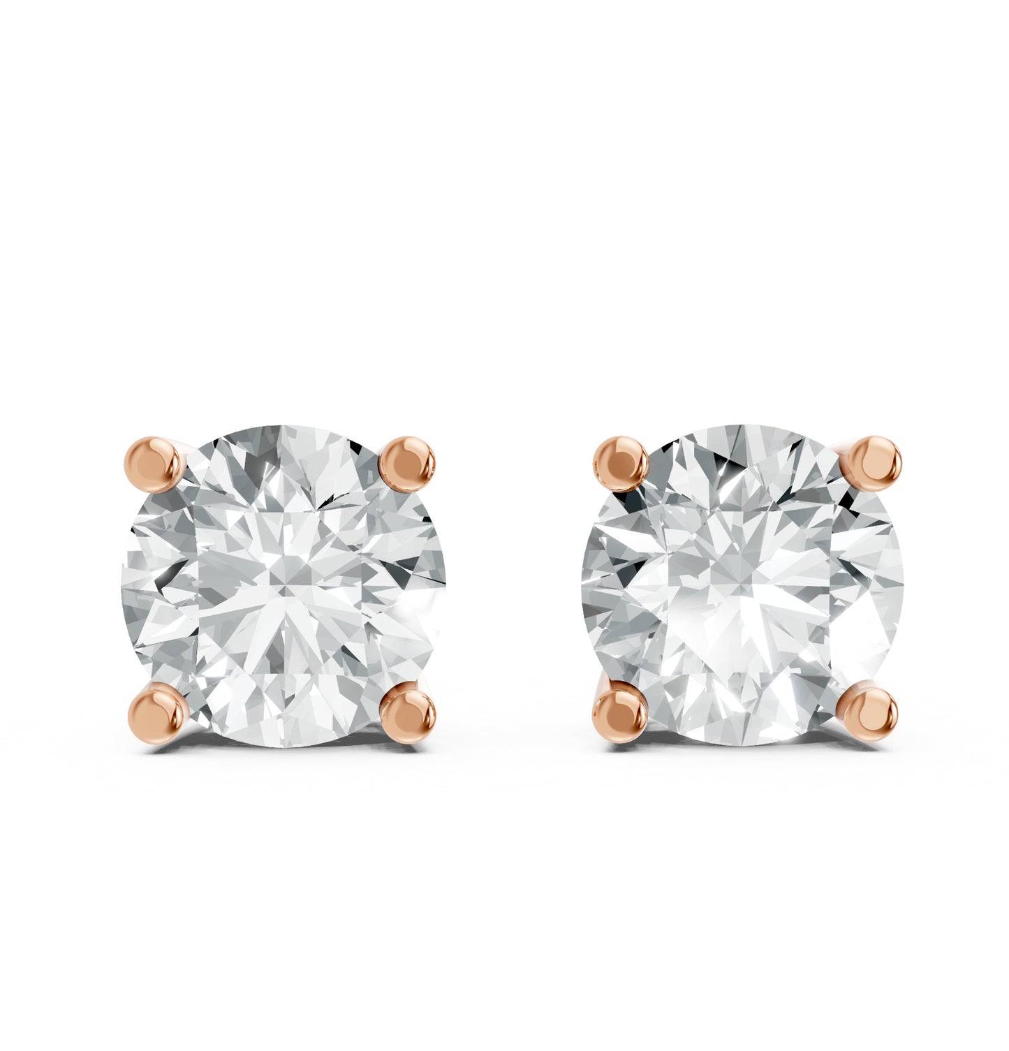 Round Shape Lab Grown Diamond 4-prong Push-Back Studs in 10K / 14K Gold