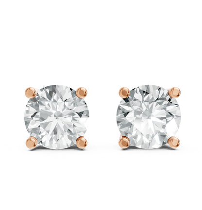 Round Shape Lab Grown Diamond 4-prong Push-Back Studs in 10K / 14K Gold