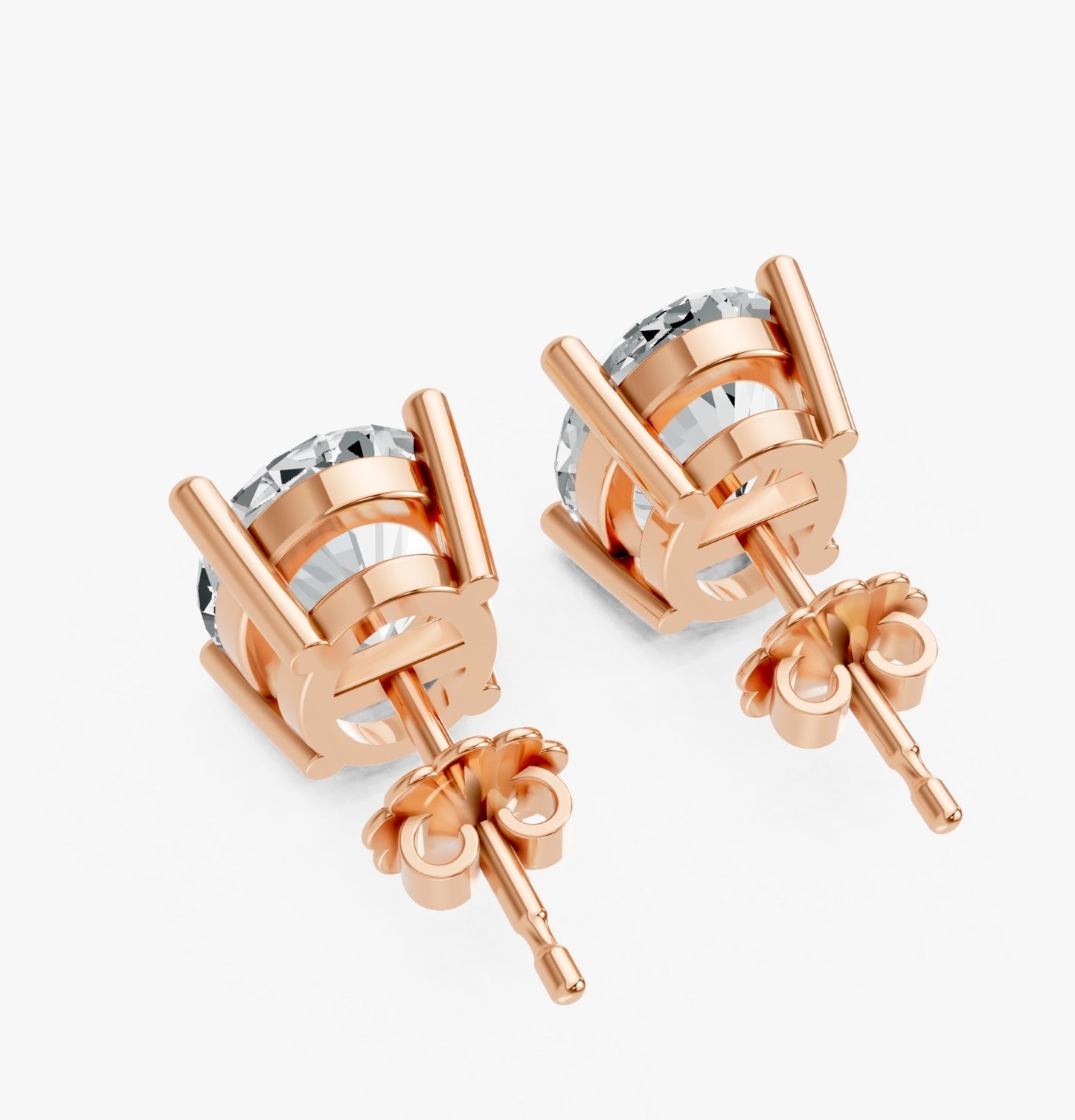 Oval Shape Lab Grown Diamond 4-prong Push-Back Studs in 10K / 14K Gold