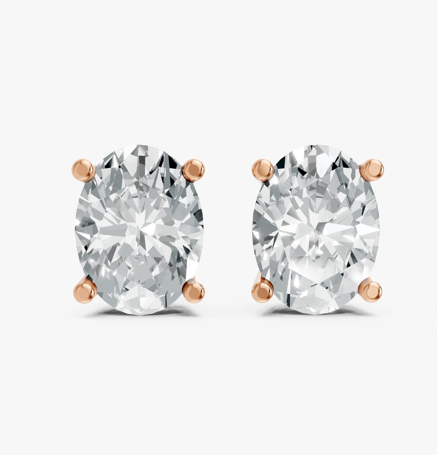 Oval Shape Lab Grown Diamond 4-prong Push-Back Studs in 10K / 14K Gold