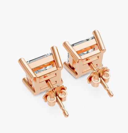 Princess Shape Lab Grown Diamond 4-prong Push-Back Studs in 10K / 14K Gold