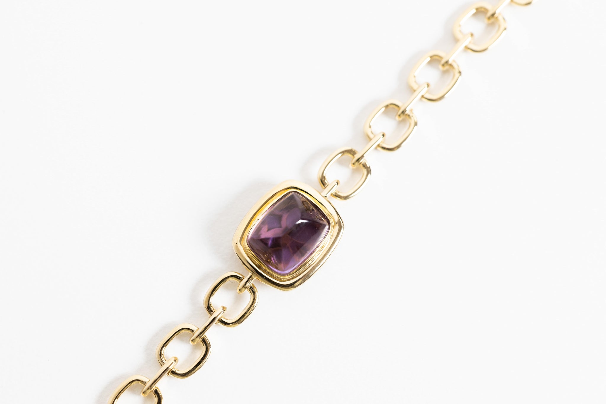 NATURAL GENUINE CANDY COLLECTION BRACELET WITH  AMETHYST 3.77CTW 18K GOLD VERMEIL ON SILVER