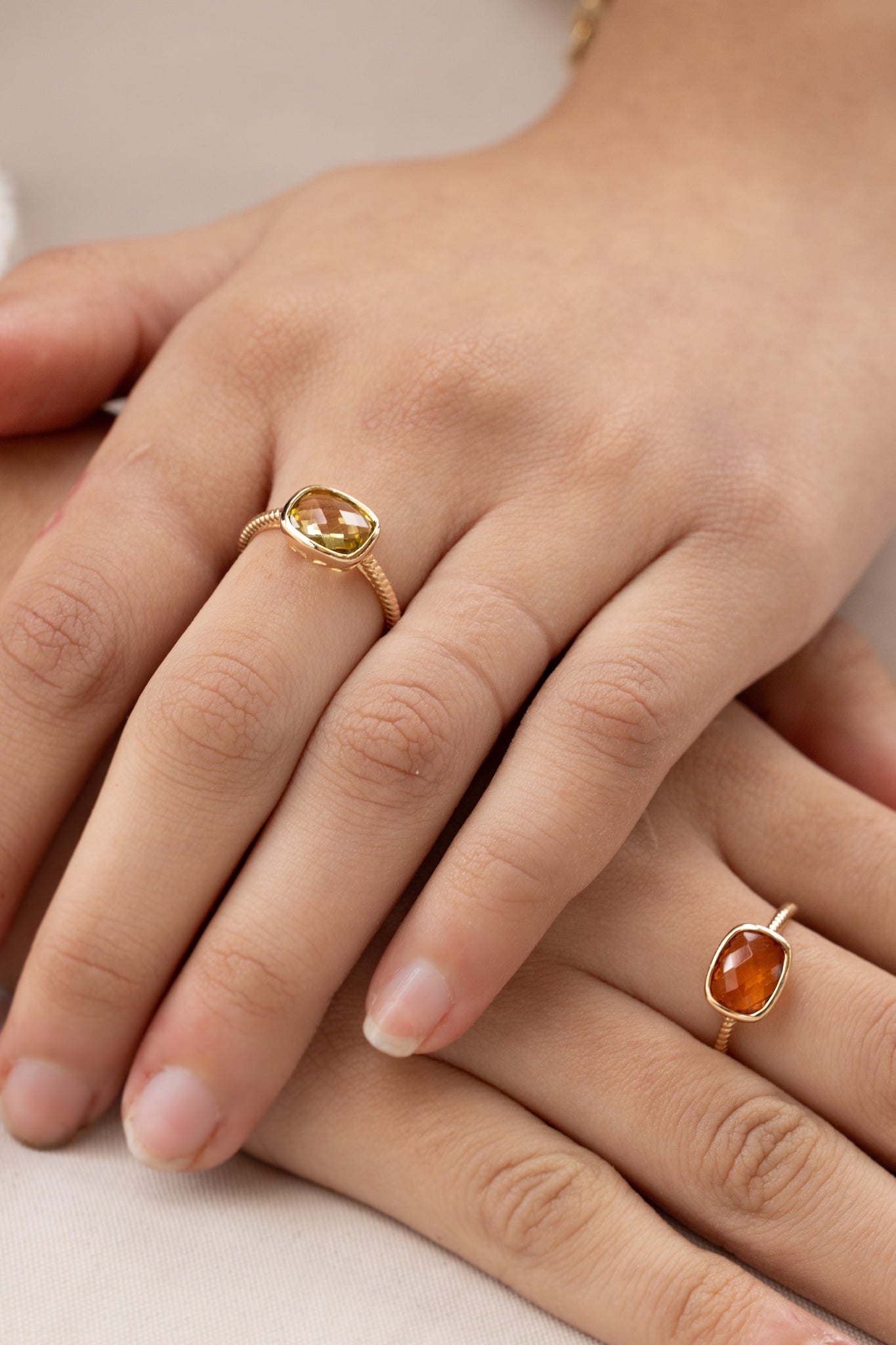 NATURAL GENUINE CANDY COLLECTION RING WITH  CITRINE 1.57CTW 18K GOLD VERMEIL ON SILVER