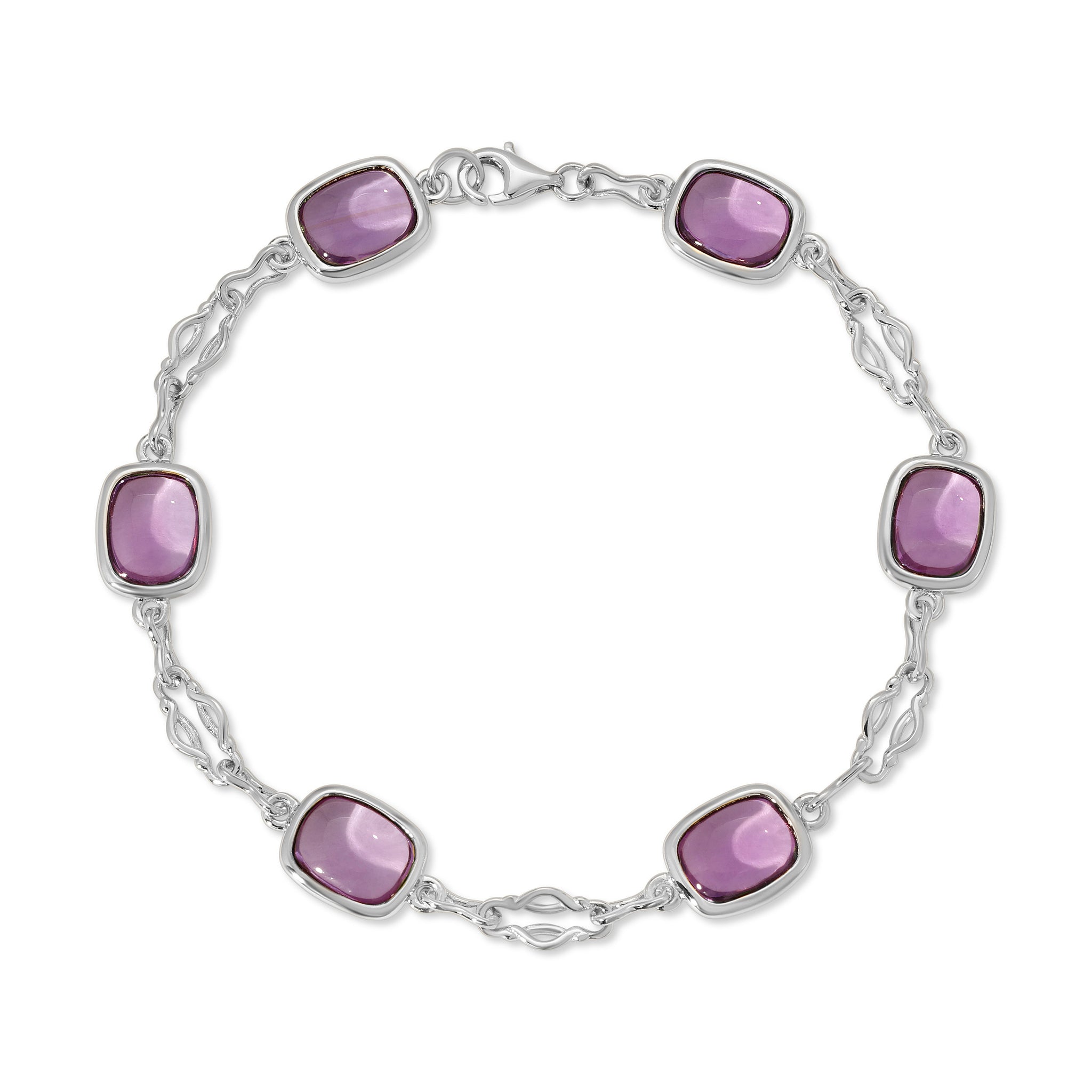 Color Candy Collection Bracelet with 6 Cushion Shape Single Gemstone Gold Plated Silver.