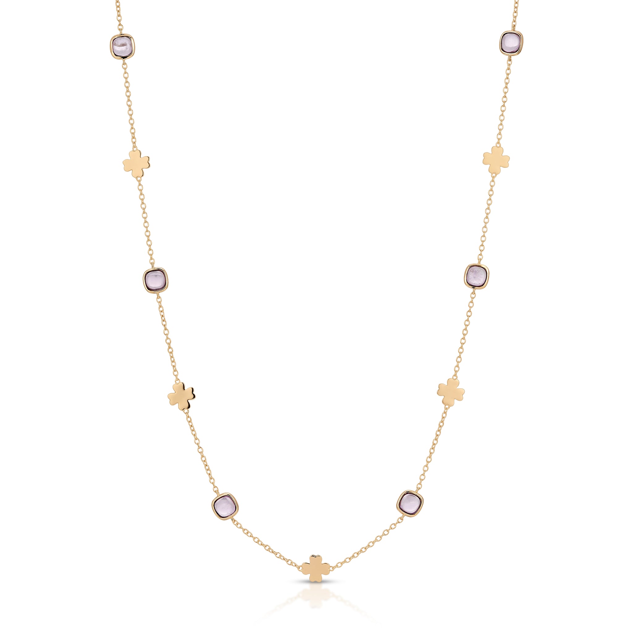 Color Candy Collection Necklace with 8 Cushion Shape Light Citrine Gold Plated Silver