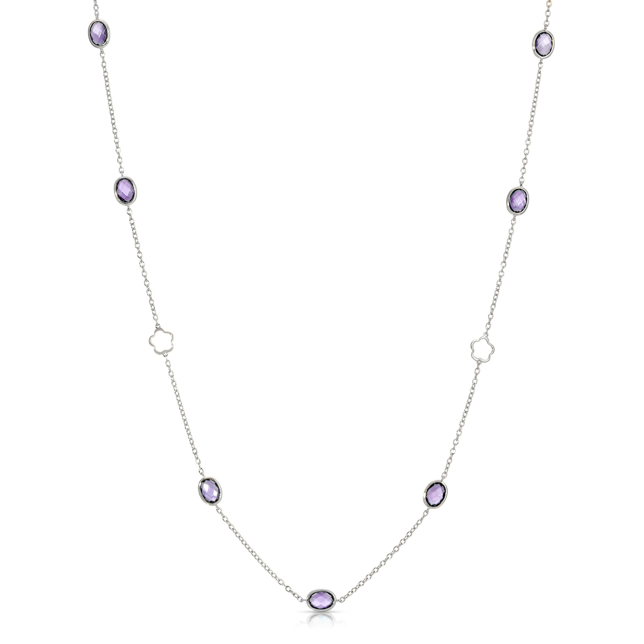 Color Candy Collection Necklace with 7 Cushion Shape Gold Plated Silver