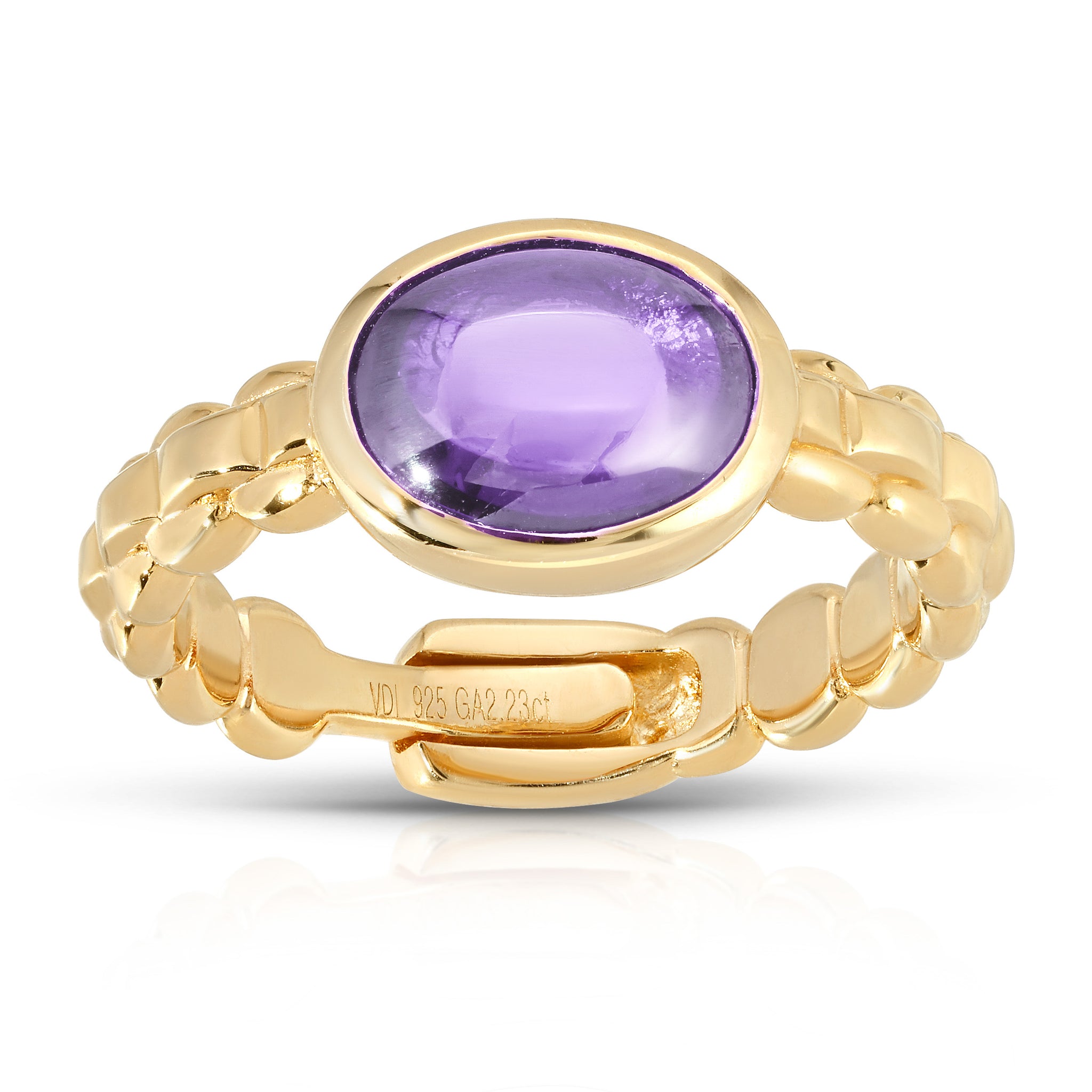 Color Candy Collection Ring with 1 Cushion Shape Amethyst, Blue Topaz, Citrine, Garnet Gold Plated Silver