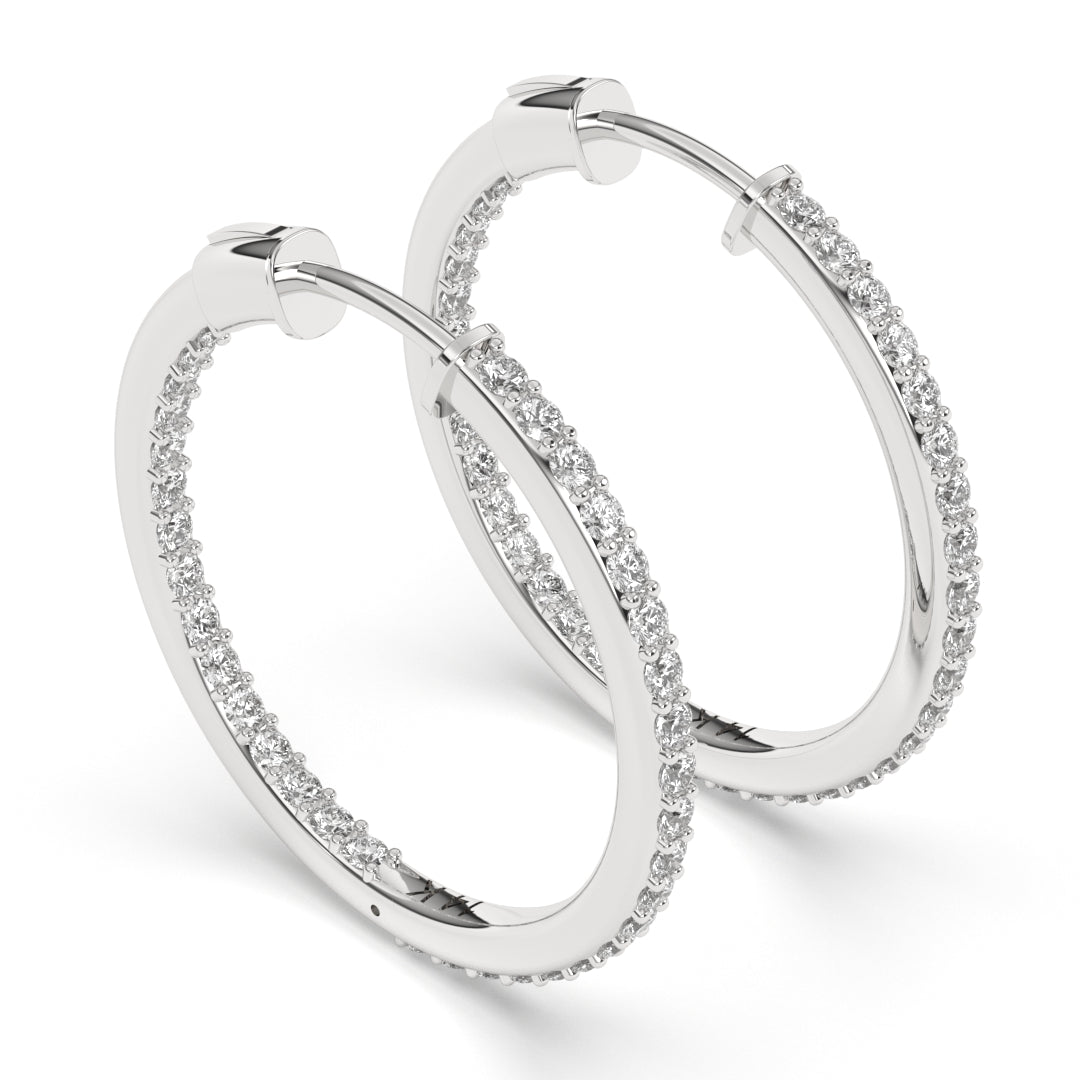 Natural Diamond GH/SI Stunning Inside Out Hoop Earrings 14k Gold