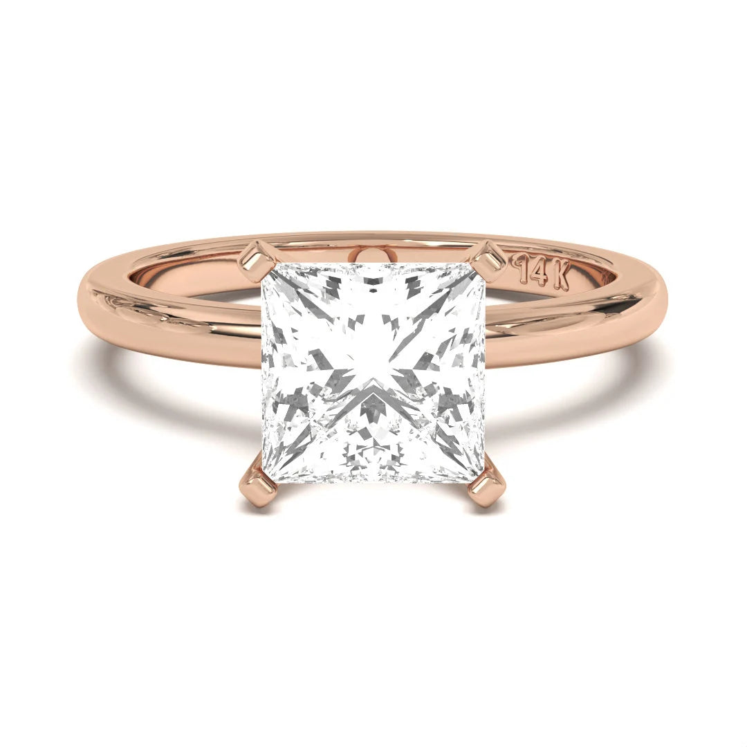0.75CT Princess Cut Solitaire Near Colorless  (F-G) Color  with VS/ SI Clarity Lab-Grown Engagement Diamond Ring for Women 14K Gold