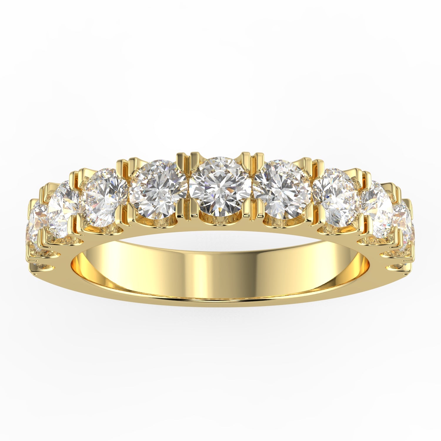 0.1CTW 11 ROUND STONE PRONG SET NATURAL DIAMOND GH/SI HALF ETERNITY WEDDING /ANNIVERSARY BAND SET IN 14K GOLD